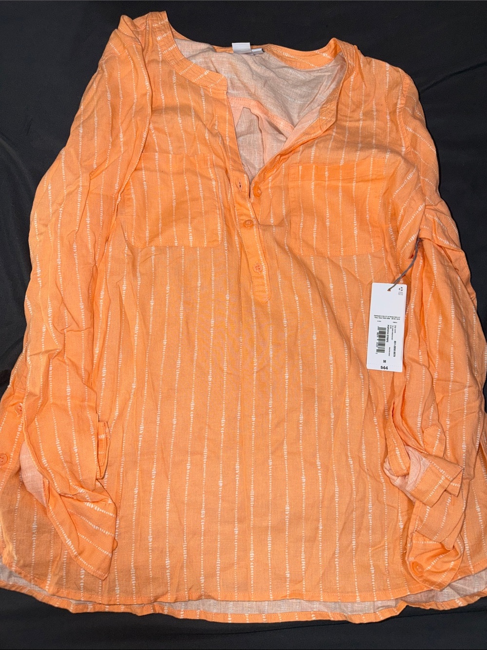 Liz Claiborne Orange/white stripped lightweight long sleeve top NWT Medium